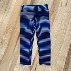 Athleta Girl Cropped Leggings - Blue and White Stripes